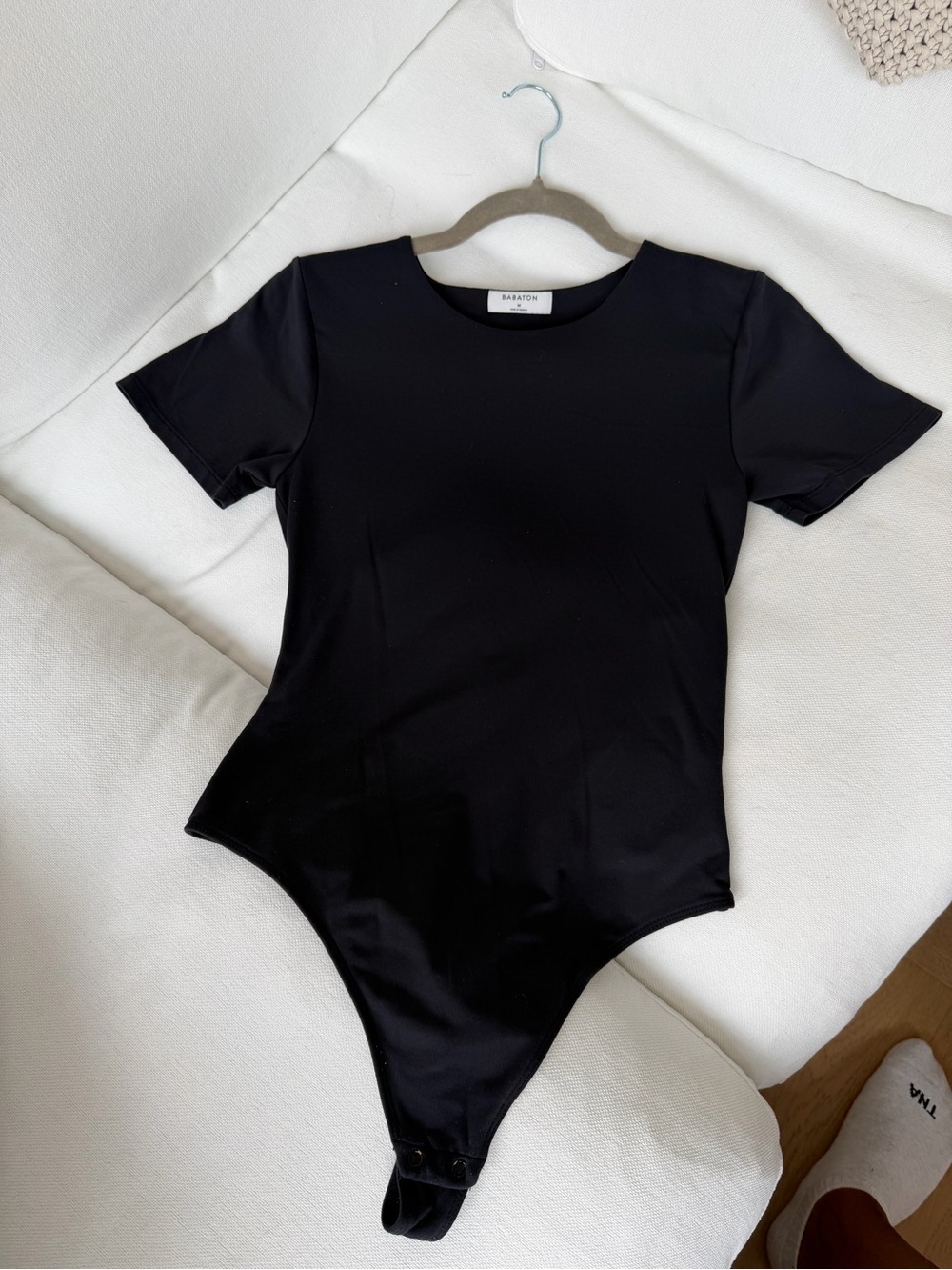 Aritzia Babaton Black Short-Sleeve Bodysuit